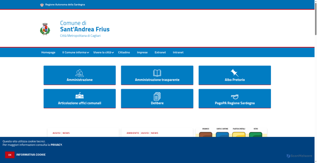 Security scan screenshot of https://www.comune.santandreafrius.ca.it/hh/index.php?jvs=0&acc=1