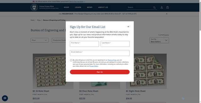 Security scan screenshot of https://www.usmint.gov/bureau-of-engraving.html
