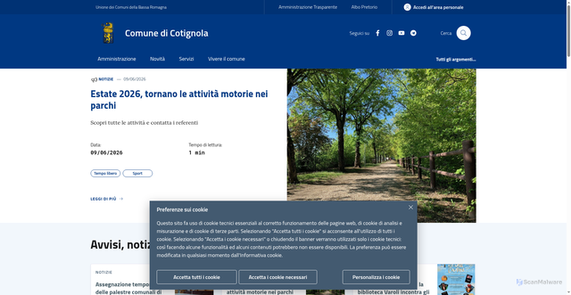 Security scan screenshot of https://www.comune.cotignola.ra.it