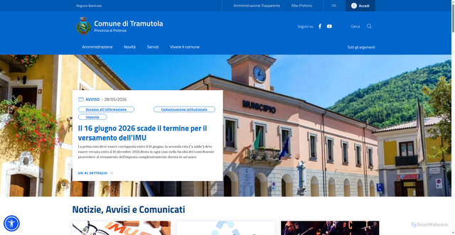 Security scan screenshot of https://www.comune.tramutola.pz.it