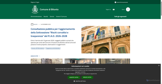 Security scan screenshot of https://www.comune.bitonto.ba.it/it