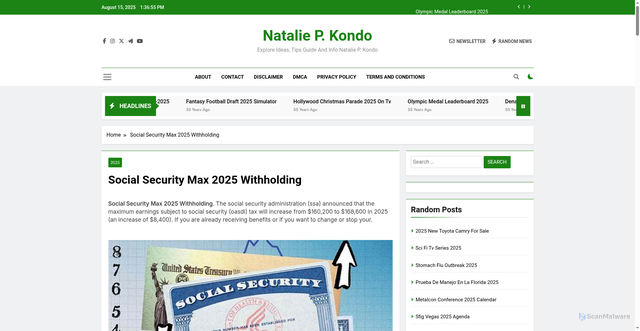 Security scan screenshot of https://nataliepkondo.pages.dev/ifuh-social-security-max-2025-withholding-xblis/