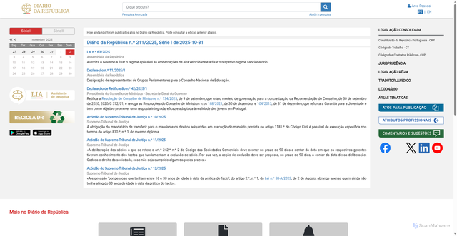 Security scan screenshot of https://diariodarepublica.pt/dr/home