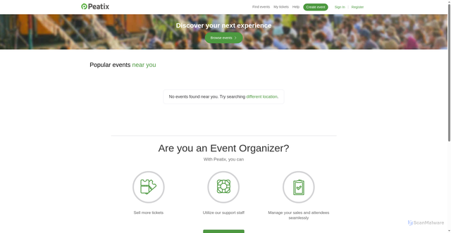 Security scan screenshot of https://peatix.com