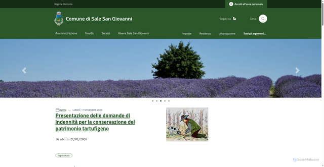 Security scan screenshot of https://www.comune.salesangiovanni.cn.it/