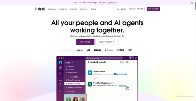 Security scan screenshot of https://www.slack.com