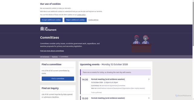 Security scan screenshot of https://committees.parliament.uk
