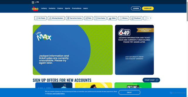 Security scan screenshot of https://www.olg.ca