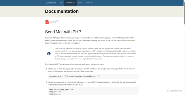 Security scan screenshot of http://pizzalok-online.de/dashboard/docs/send-mail.html