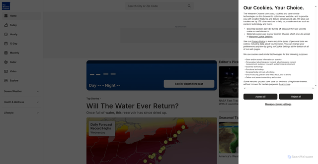 Security scan screenshot of https://weather.com