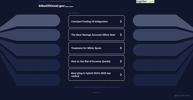 Security scan screenshot of https://blbutilitiesal.gov/