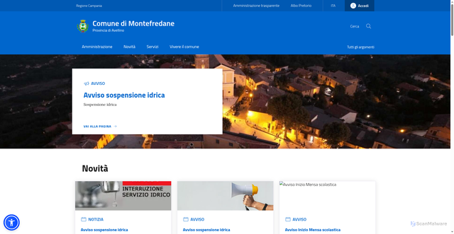 Security scan screenshot of https://www.comune.montefredane.av.it/