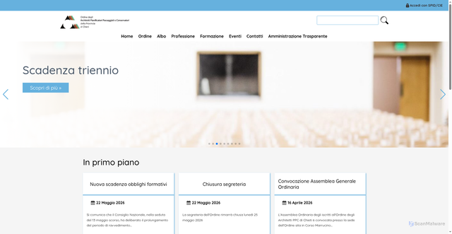 Security scan screenshot of https://www.architettichieti.it