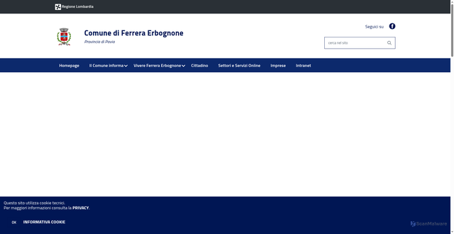 Security scan screenshot of https://www.comune.ferreraerbognone.pv.it/hh/index.php