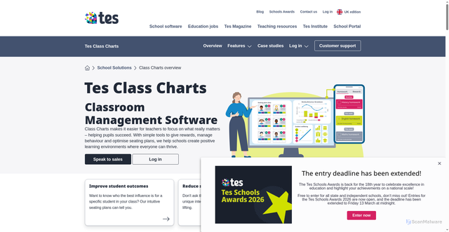 Security scan screenshot of https://classcharts.com