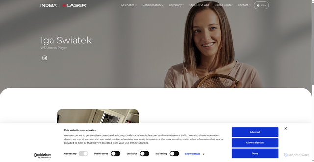 Security scan screenshot of https://indiba.com/us/hall-of-fame/iga-swiatek/