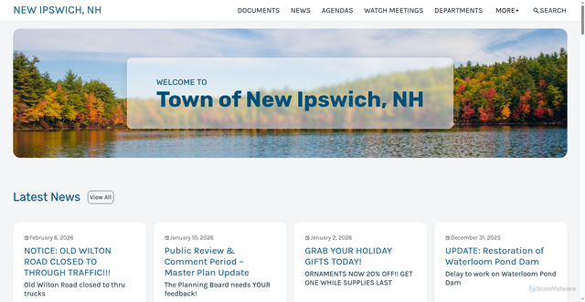 Security scan screenshot of https://www.newipswichnh.gov/