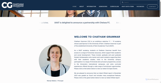 Security scan screenshot of http://www.chathamgirlsgrammar.medway.sch.uk