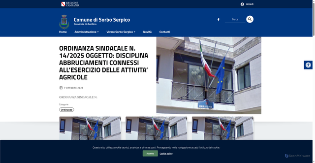 Security scan screenshot of https://comune.sorboserpico.av.it/
