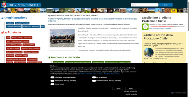 Security scan screenshot of https://www.provincia.cuneo.it