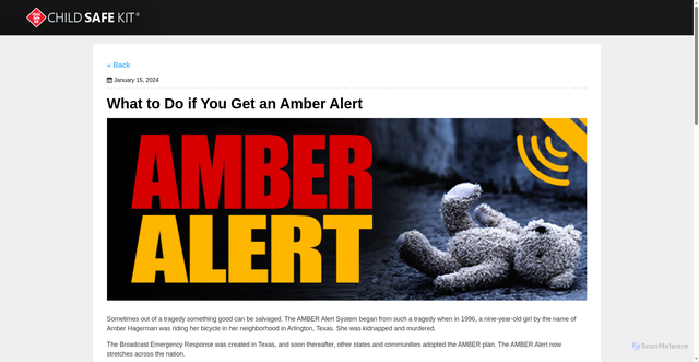 Security scan screenshot of https://www.childsafekit.com/articles/what-to-do-if-you-get-an-amber-alert.html