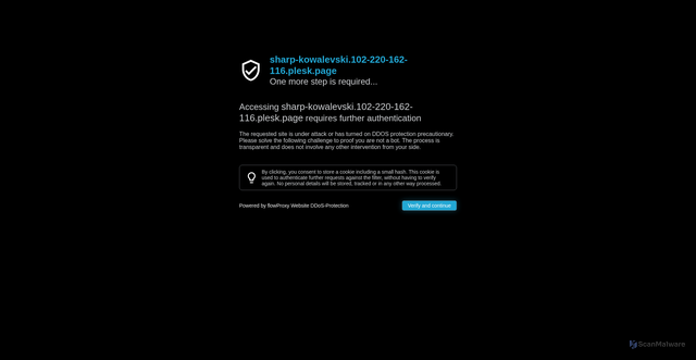 Security scan screenshot of https://sharp-kowalevski.102-220-162-116.plesk.page