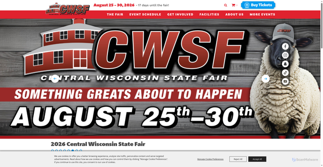 Security scan screenshot of https://www.centralwisconsinstatefair.com/