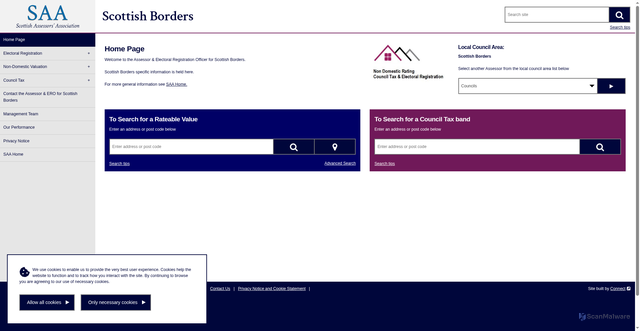 Security scan screenshot of https://www.saa.gov.uk/scottishborders/