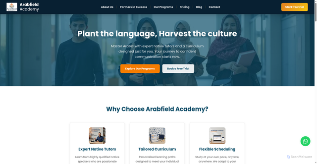 Security scan screenshot of https://arabfield-academy.pages.dev/