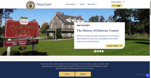 Security scan screenshot of https://delcopa.gov/
