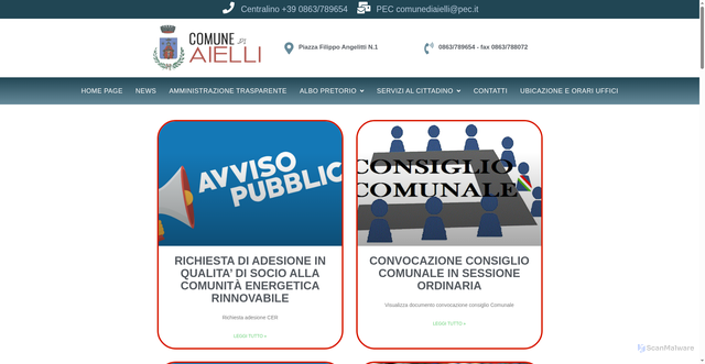 Security scan screenshot of https://comunediaielli.it/