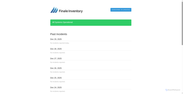 Security scan screenshot of https://status.finaleinventory.com