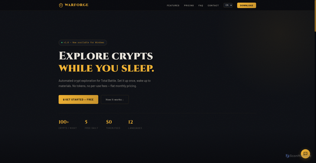 Security scan screenshot of https://www.warforge.org/