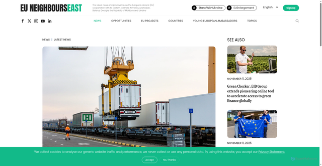 Security scan screenshot of https://euneighbourseast.eu/news/latest-news/eu-provides-funding-for-better-transport-connections-in-ukraine-moldova-and-eastern-europe/