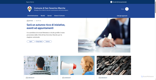 Security scan screenshot of https://www.comune.sanseverinomarche.mc.it/