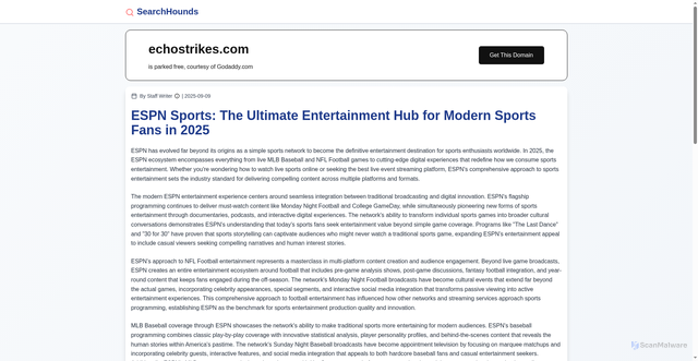 Security scan screenshot of https://echostrikes.com