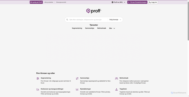 Security scan screenshot of https://proff.no
