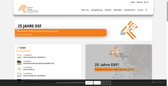 Security scan screenshot of https://bundesstiftung-friedensforschung.de/