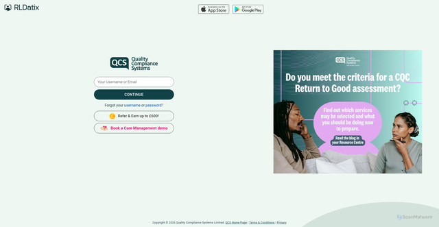 Security scan screenshot of https://app.qcs.co.uk