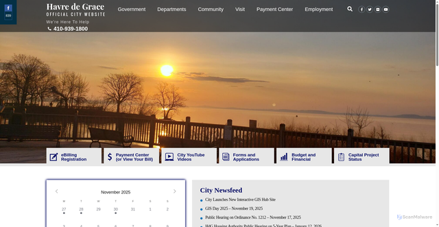 Security scan screenshot of https://havredegracemd.gov/