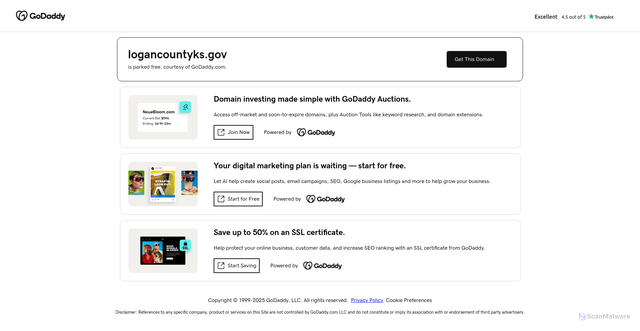 Security scan screenshot of https://logancountyks.gov/