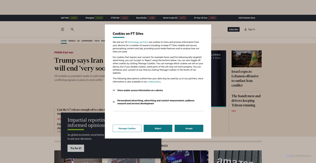 Security scan screenshot of https://ft.com