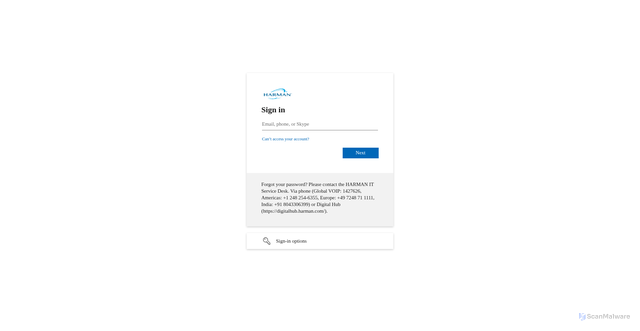 Security scan screenshot of https://harman.my.salesforce.com