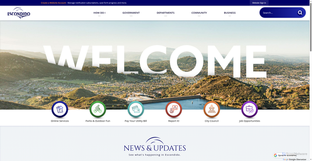 Security scan screenshot of https://escondido.gov/