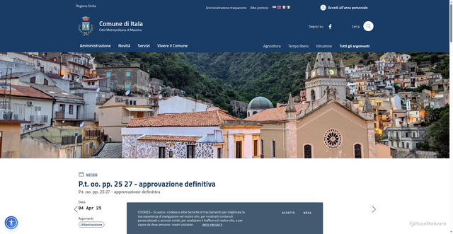 Security scan screenshot of http://comune.itala.me.it/