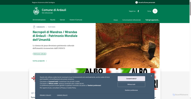 Security scan screenshot of https://comune.ardauli.or.it/