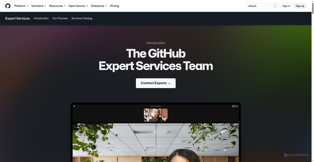 Security scan screenshot of https://services.github.com