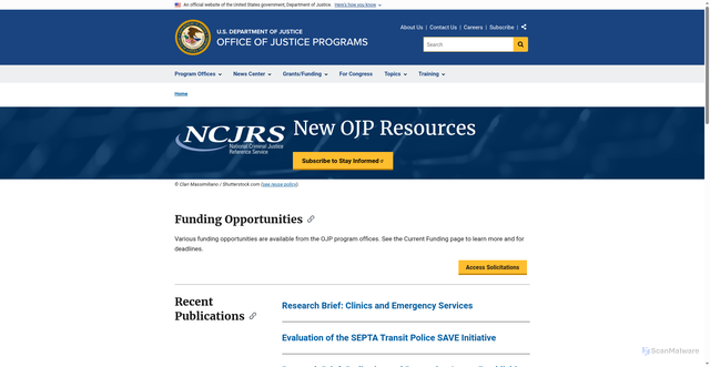 Security scan screenshot of https://www.ojp.gov/ncjrs/new-ojp-resources