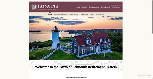 Security scan screenshot of https://falmouthretirementma.gov/