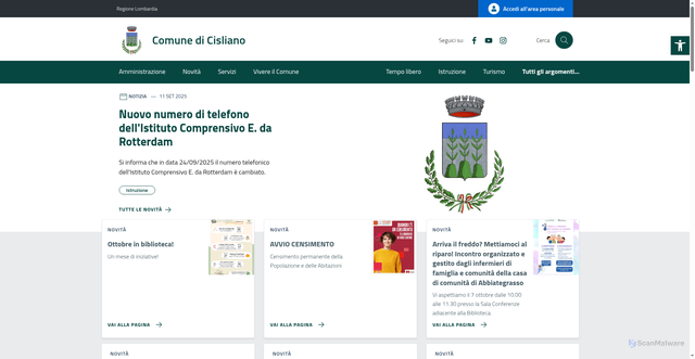 Security scan screenshot of https://www.comune.cisliano.mi.it/